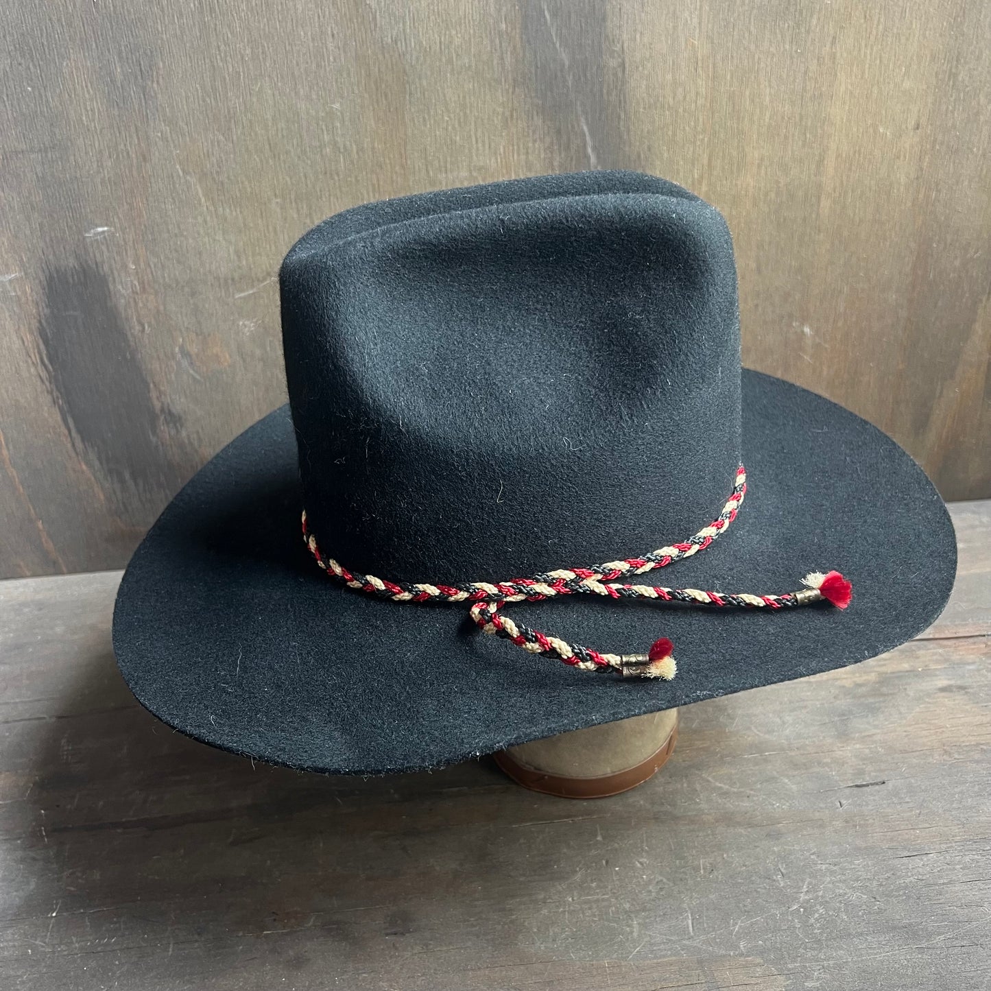 Silver Spur Black Hat with Red and Yellow Hat Band