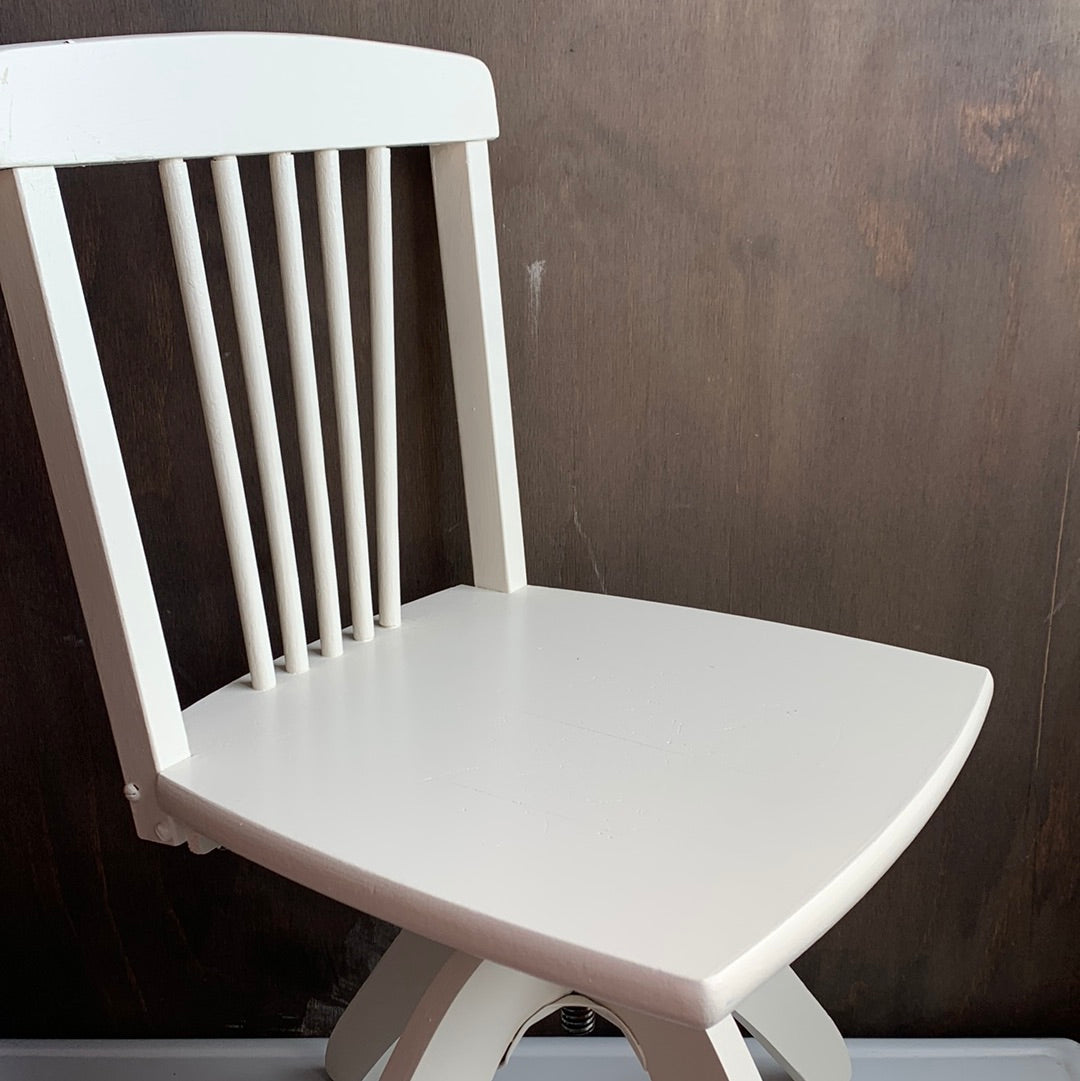Vintage white wooden adjustable height kids chair
