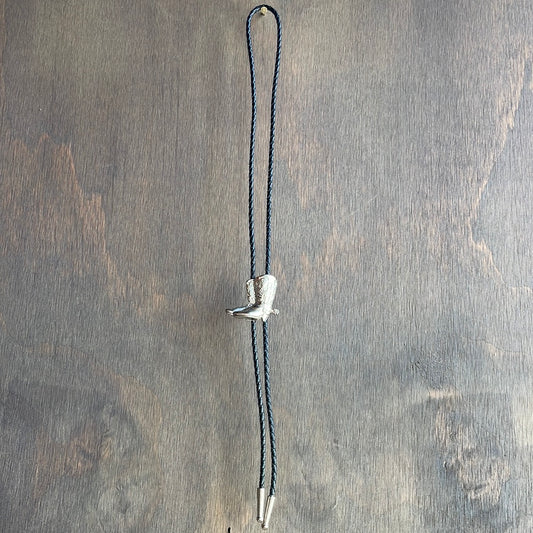 Silver Toned Cowboy Boot Bolo
