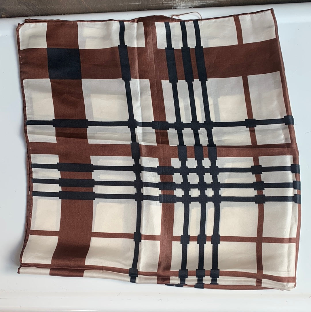 Cream, black, brown scarf