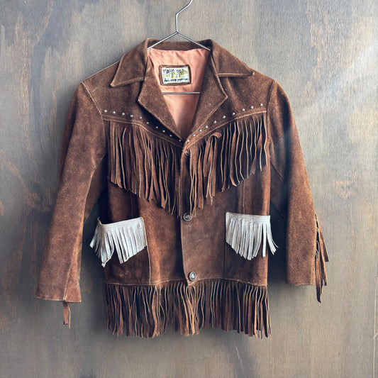 Kids Brown Fringed Suede Jacket