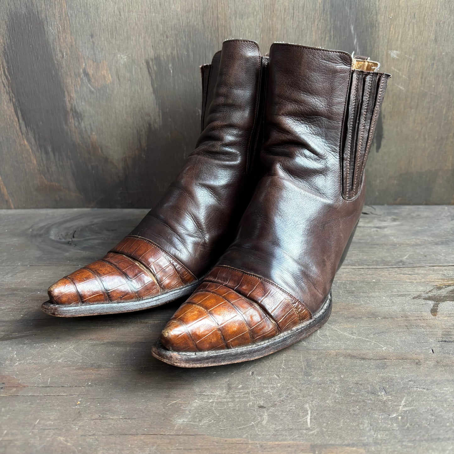 Liberty Caiman and Calfskin Ankle Boots