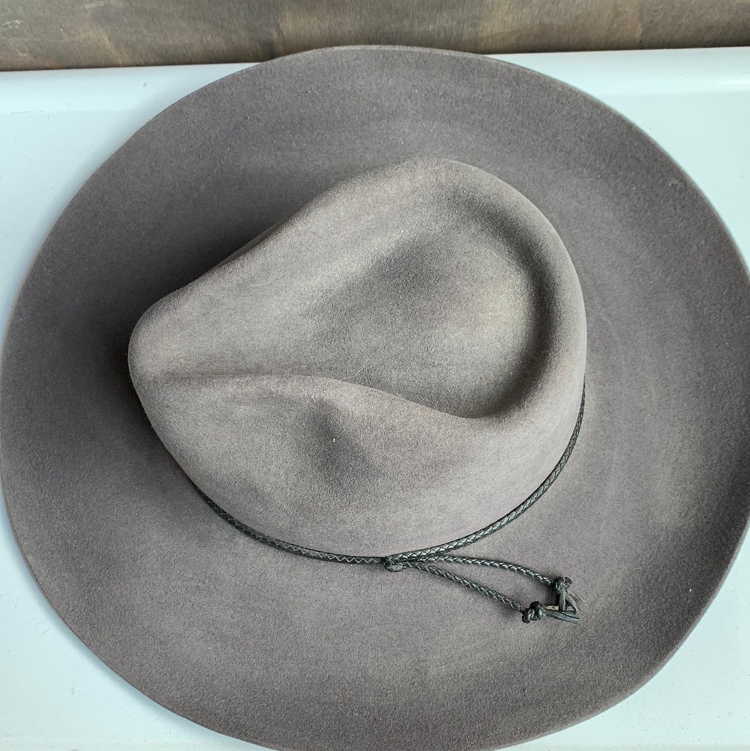 Biltmore grey cowboy hat with black braided leather band