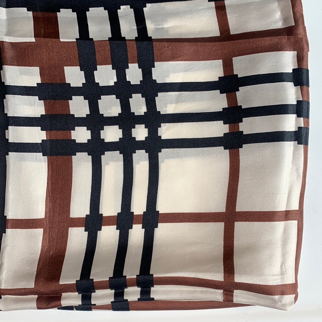 Cream, black, brown scarf