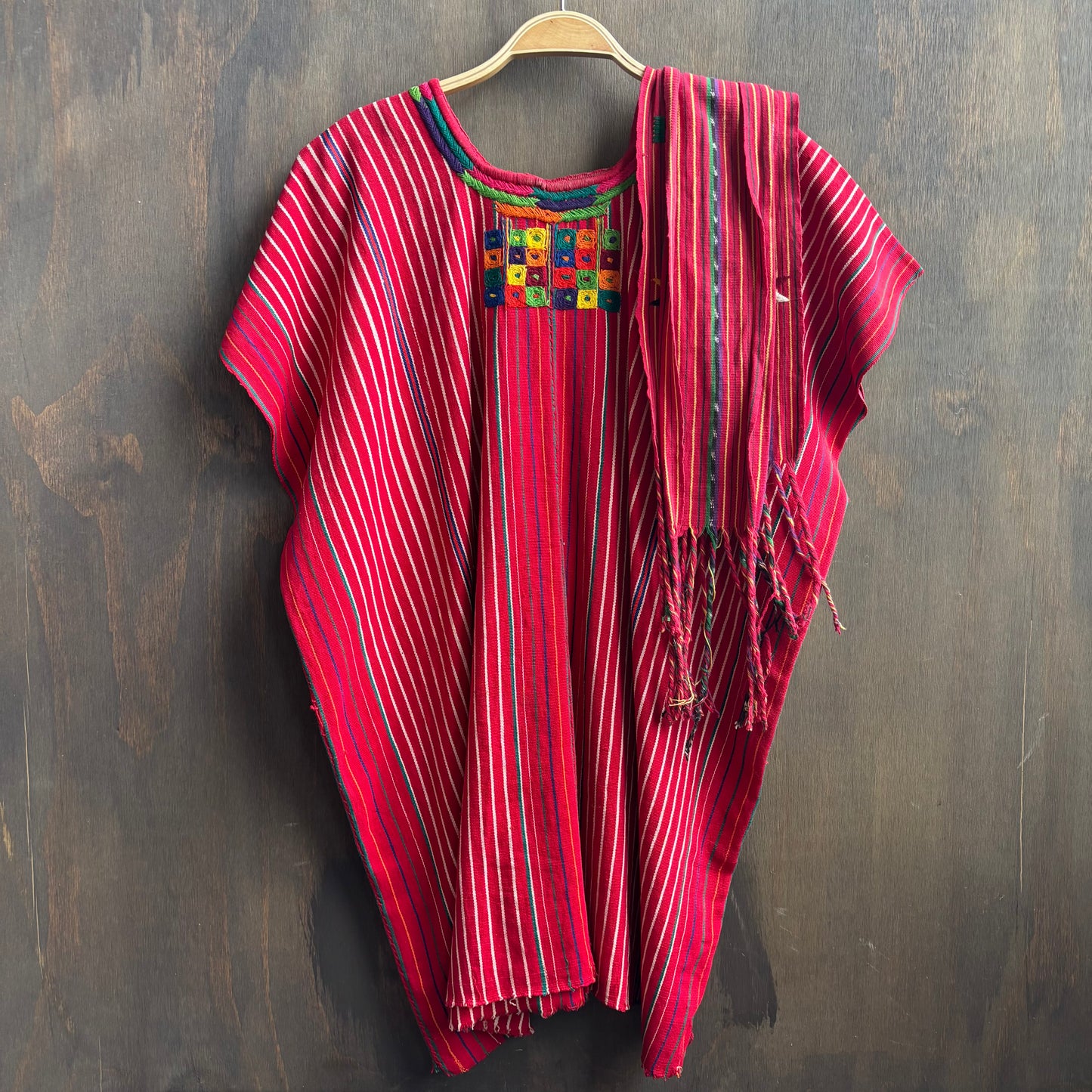 Vintage Red Striped Tunic with Tie