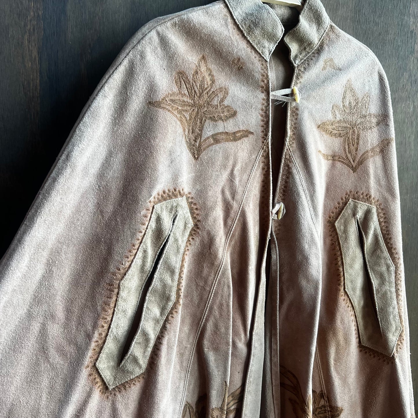 Dusty Rose Leather Poncho