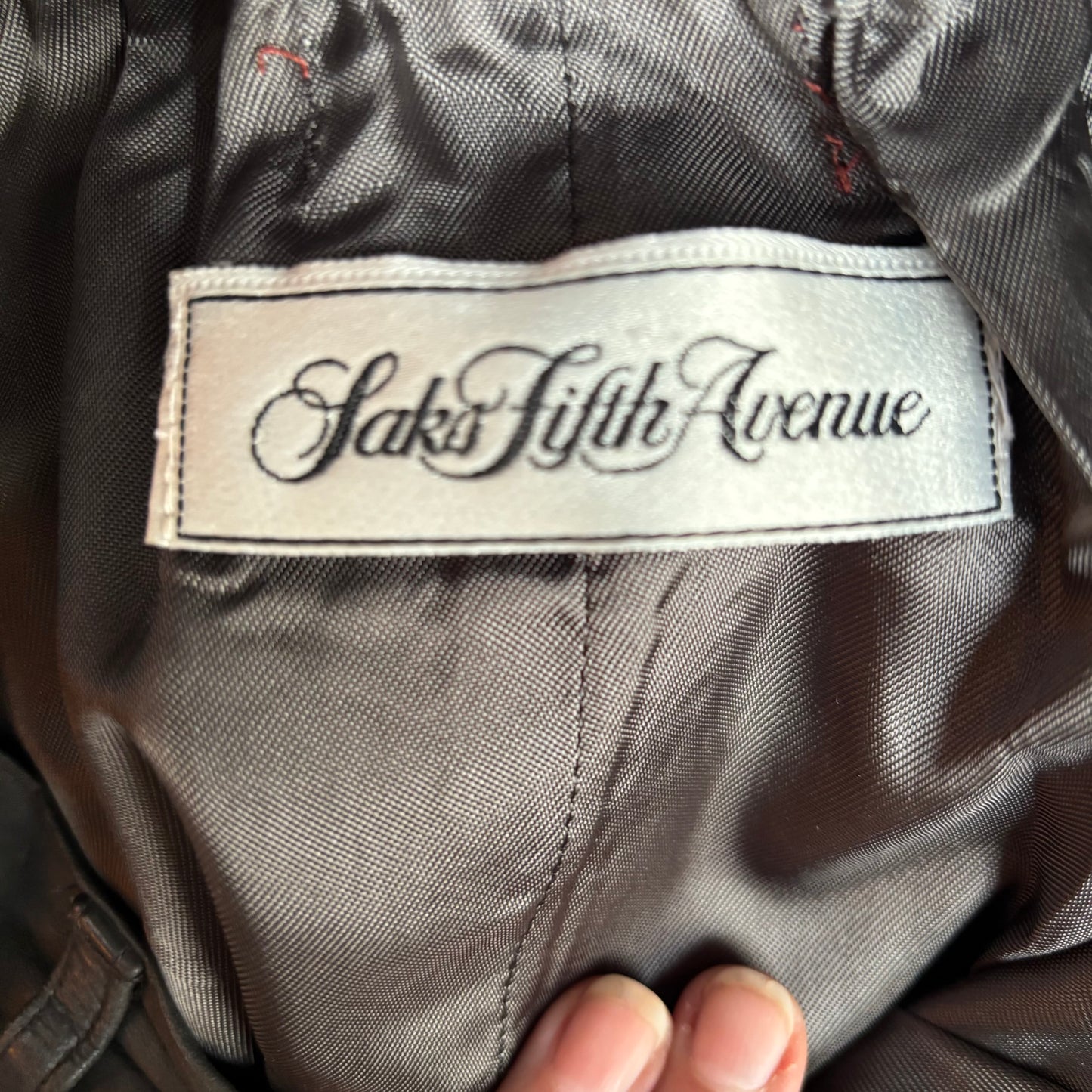 Saks 5th Avenue Grey Leather Skirt