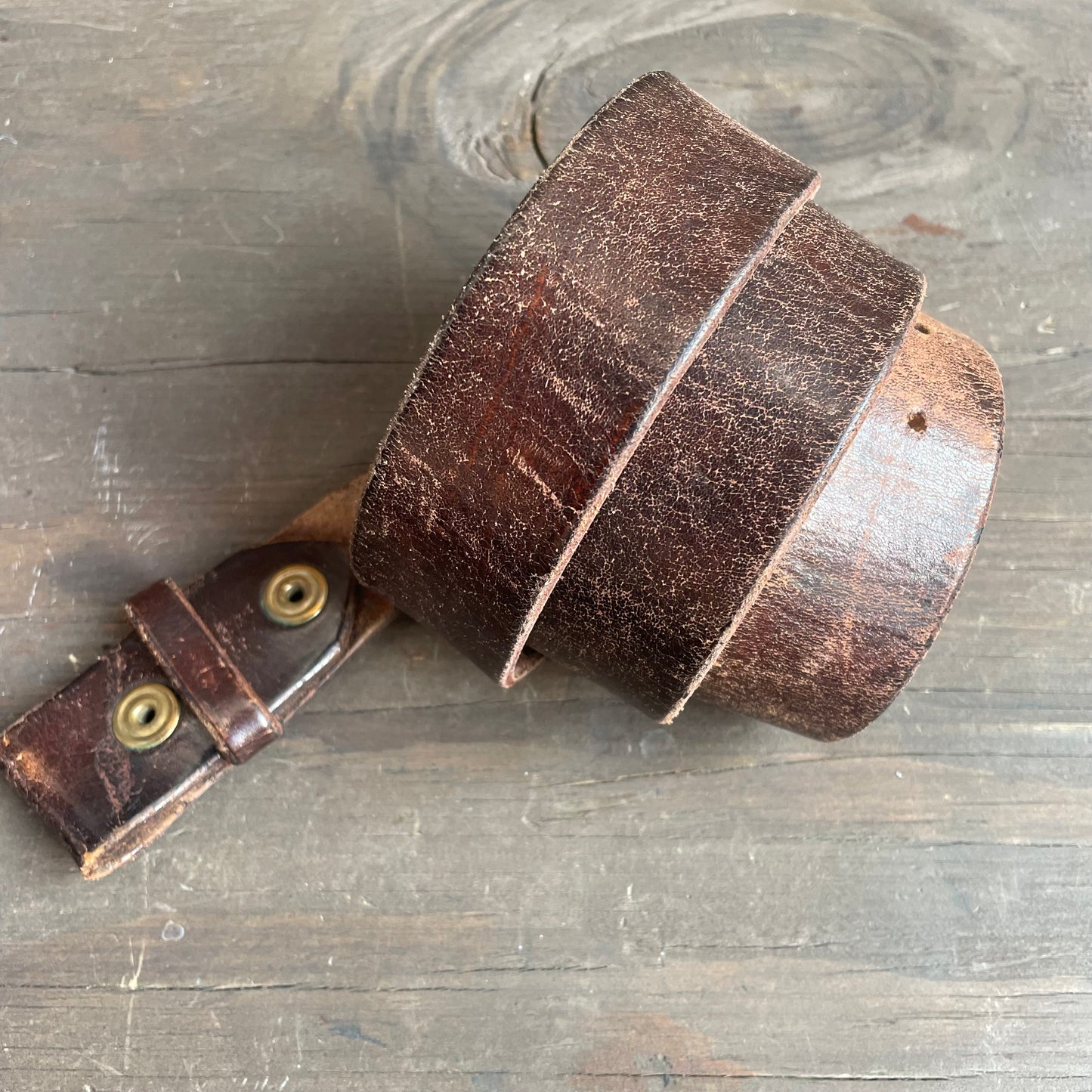 Vintage brown leather belt strap