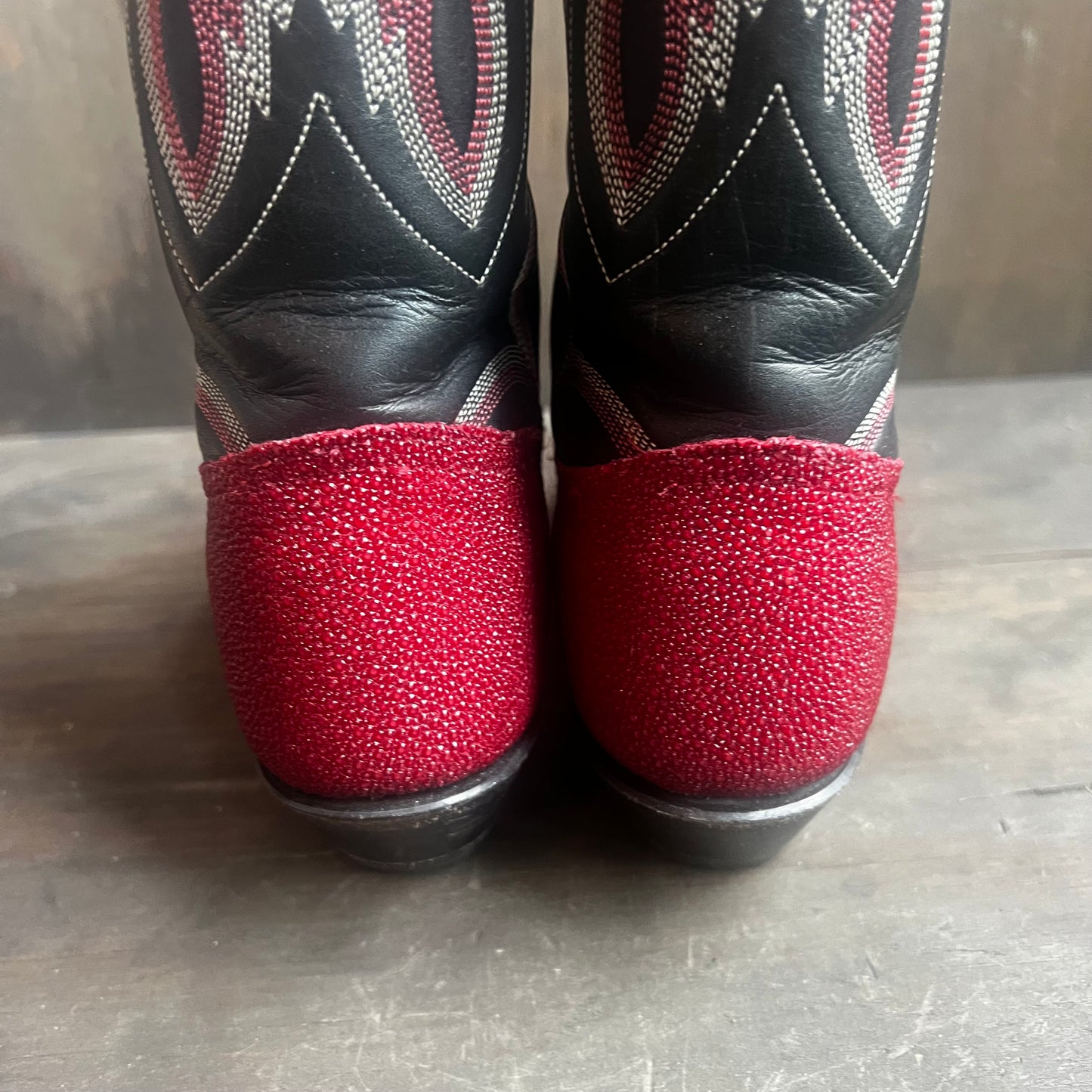 Tony Lama Red and Black Stingray Boots