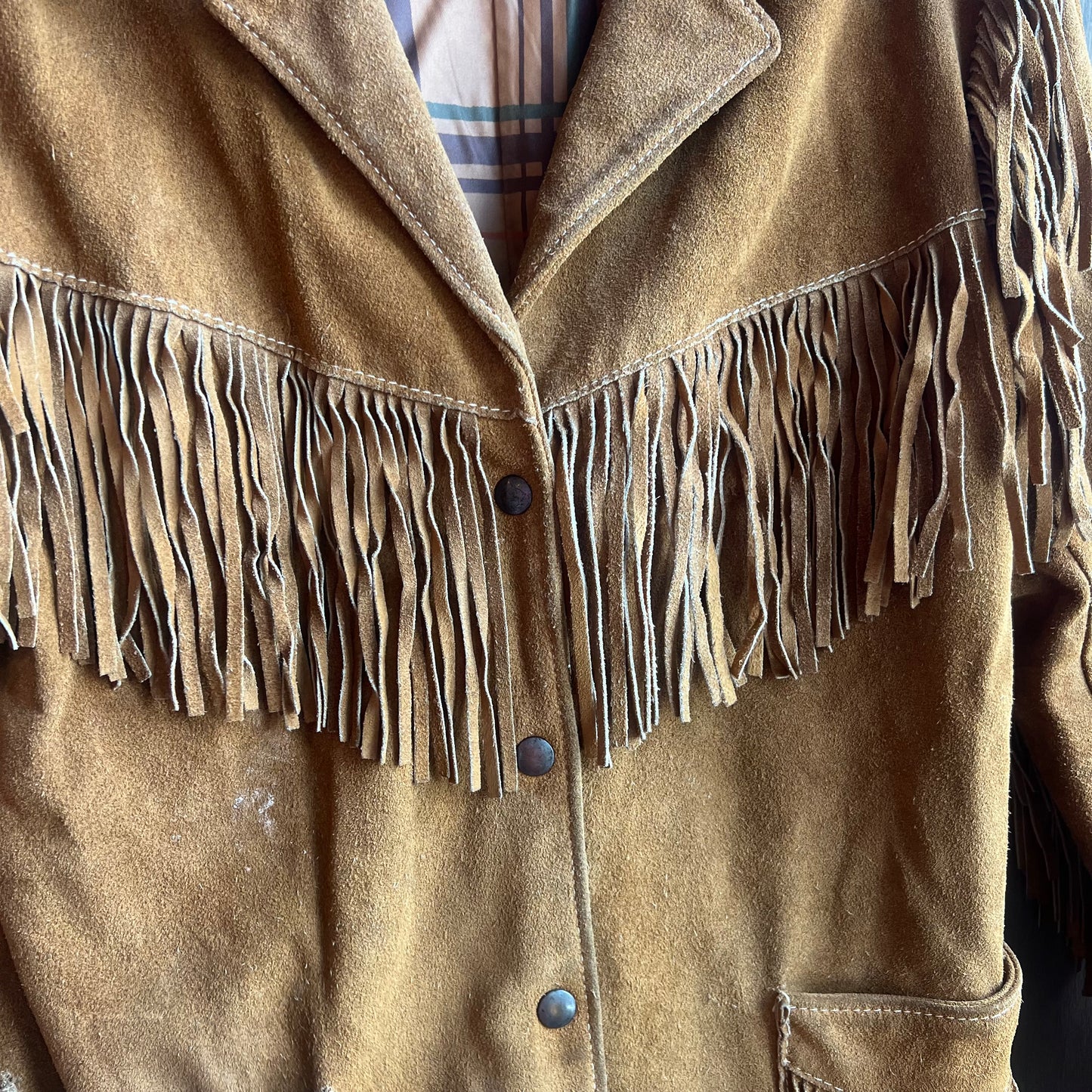 Tan Leather Fringe Jacket