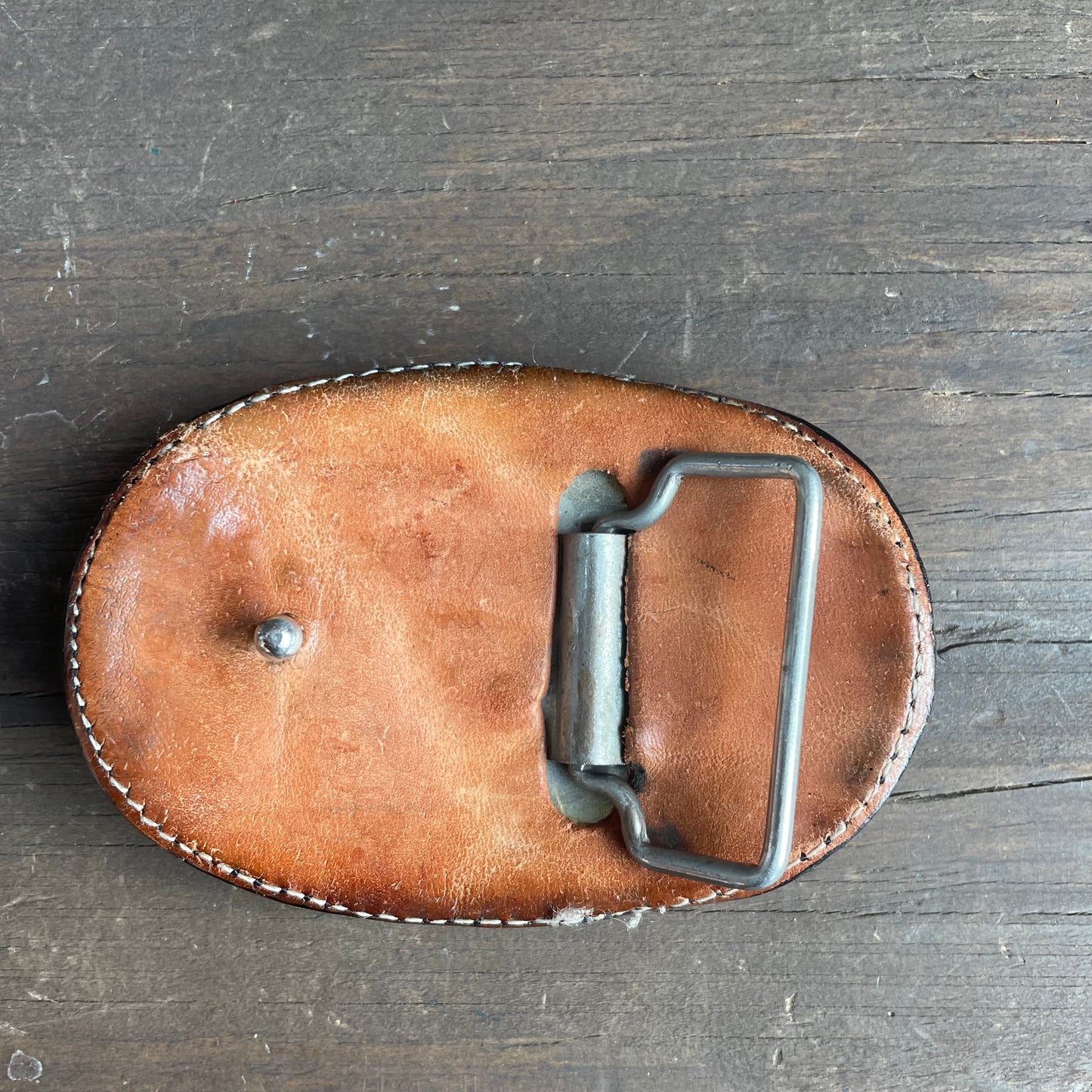 Black leather belt buckle