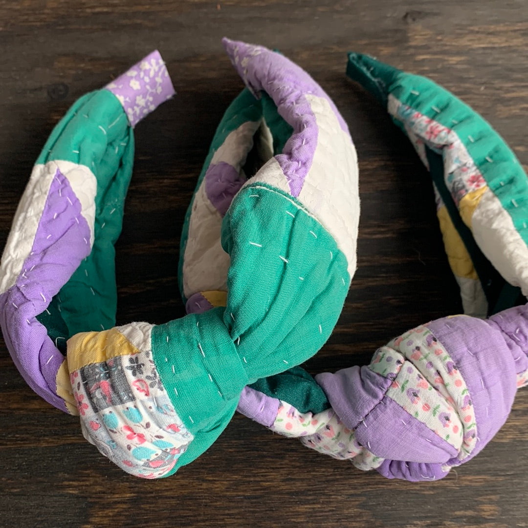 Vintage Purple & Green Quilt Headband
