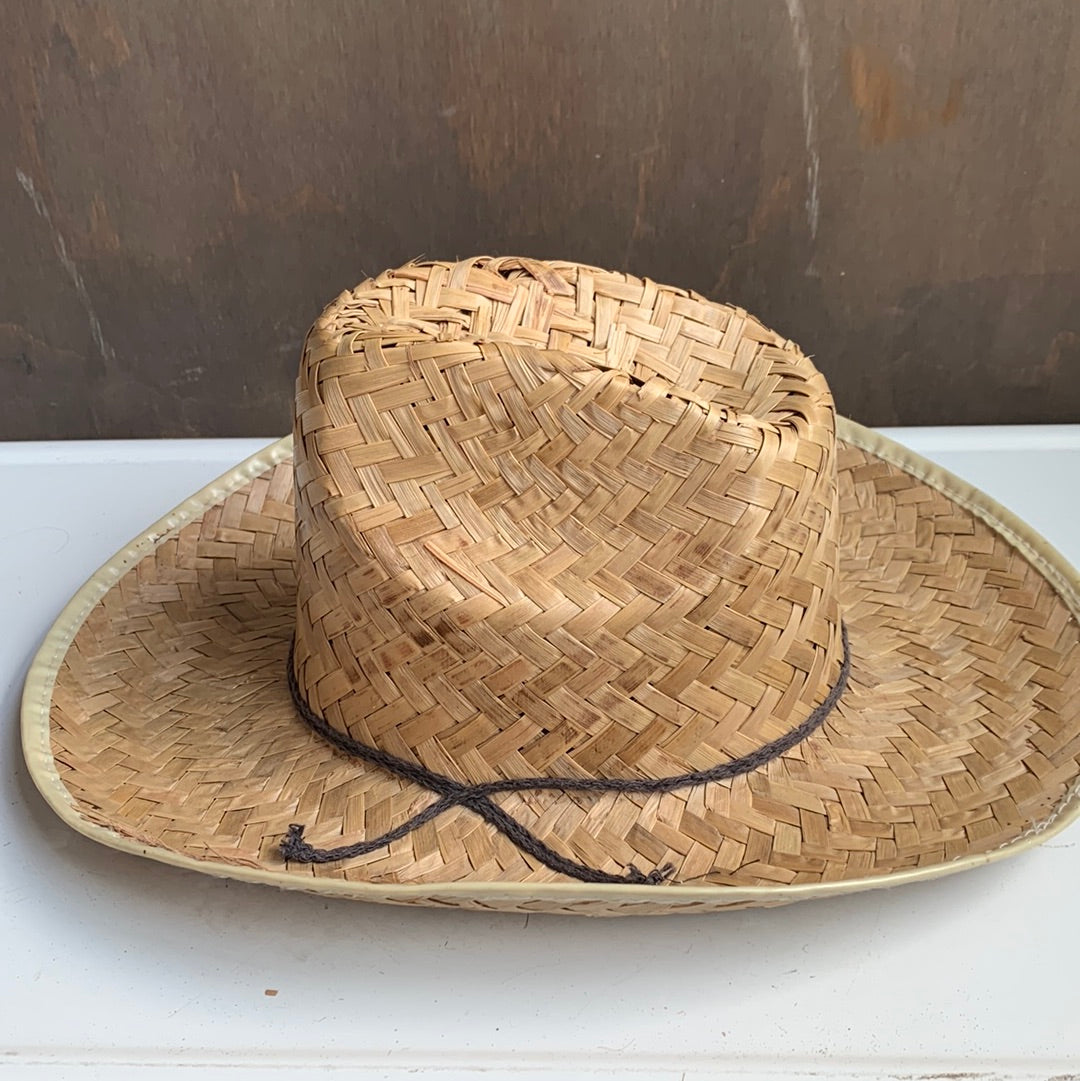 Straw Hat with Brown Tie