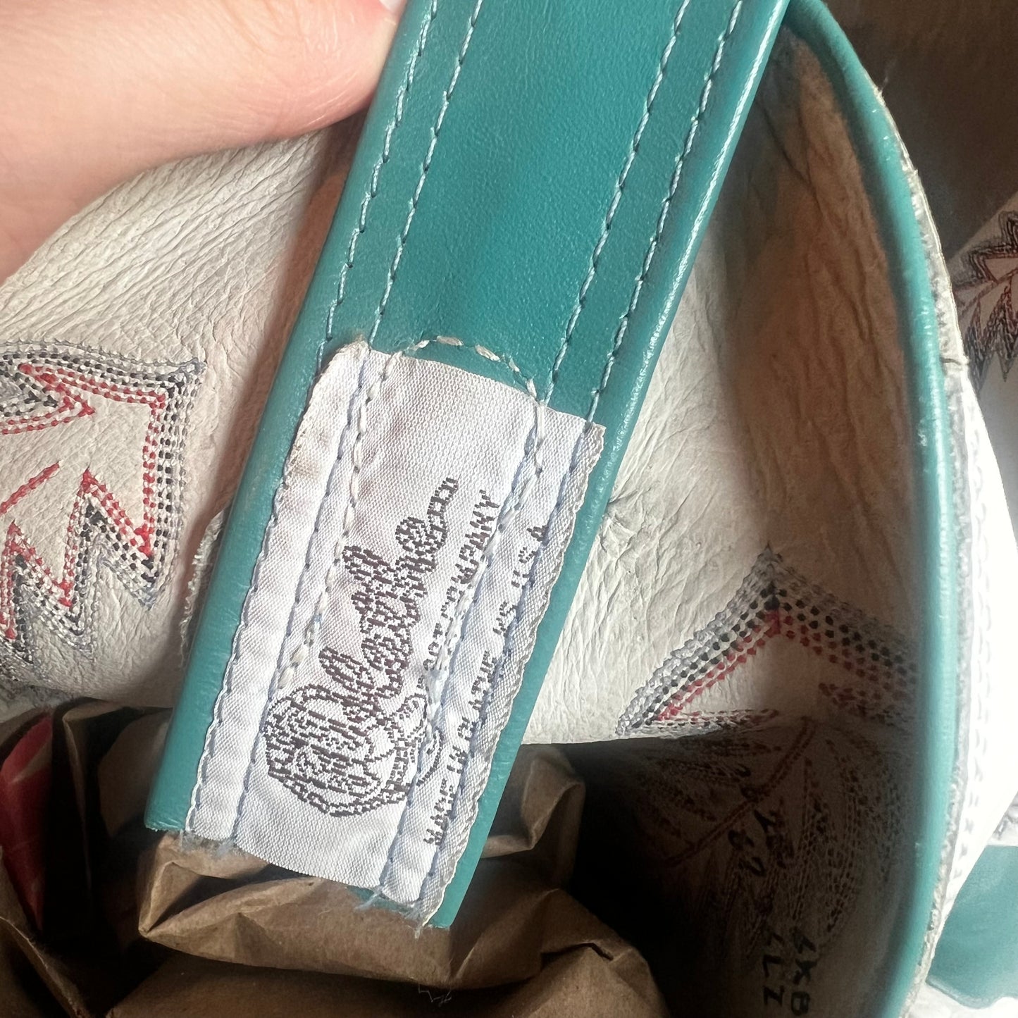 Olathe White and Teal Leather Boots