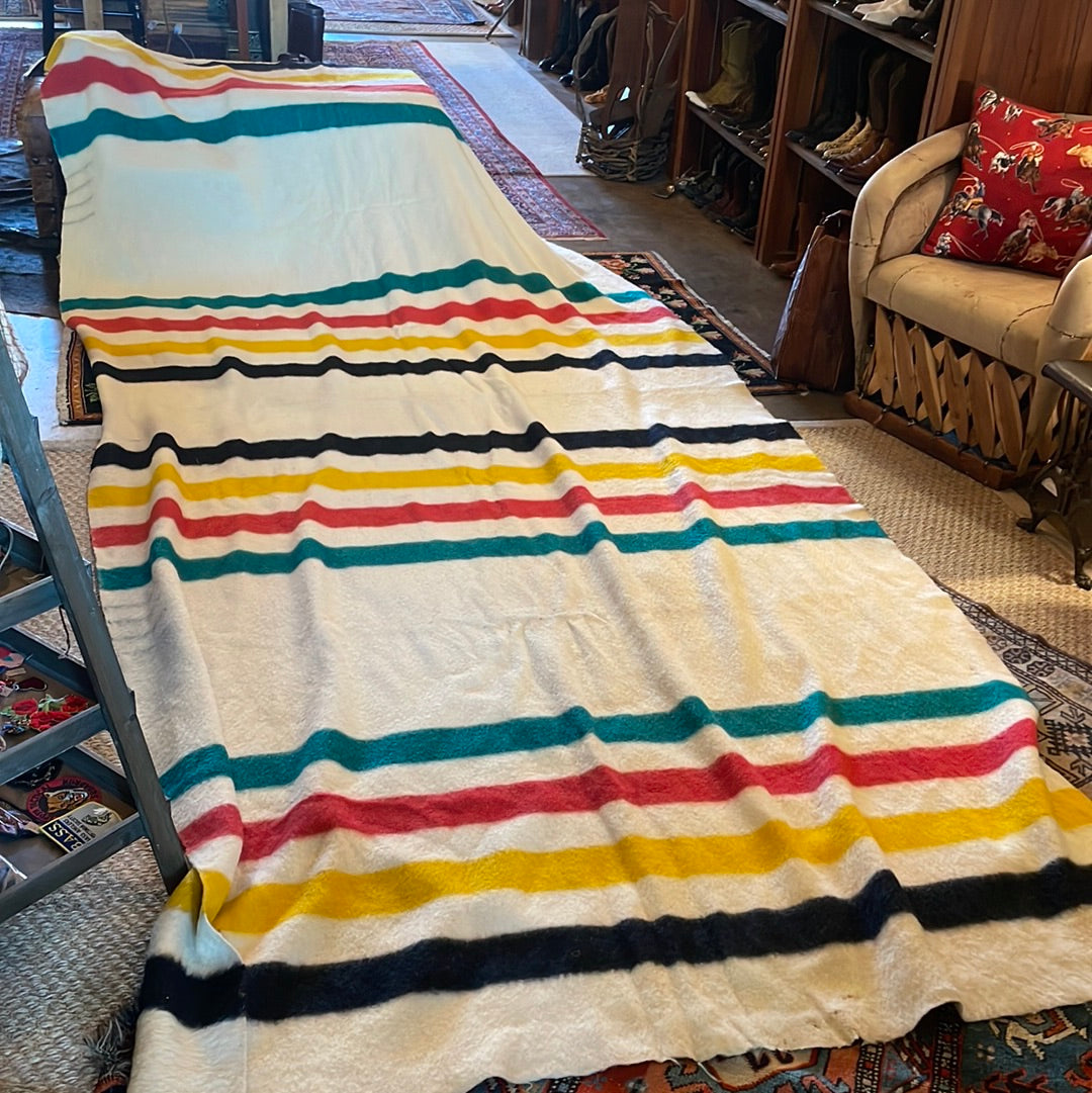 Vintage Hudson Bay 4 Point Wool Blanket XL