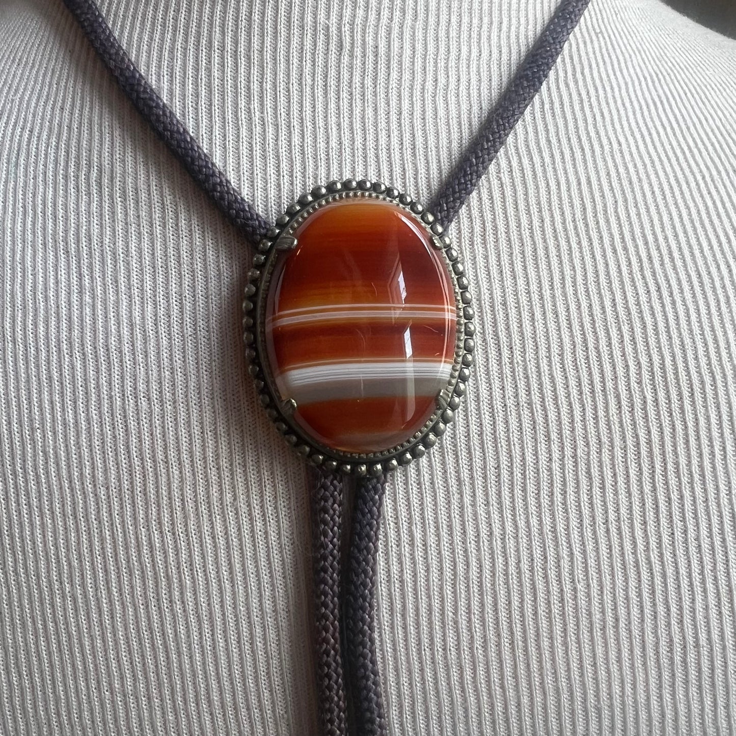 Striped Agate Bolo Tie