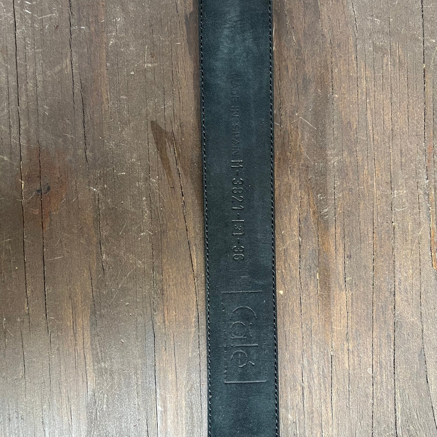 Two-Tone Leather Belt with Silver Buckle
