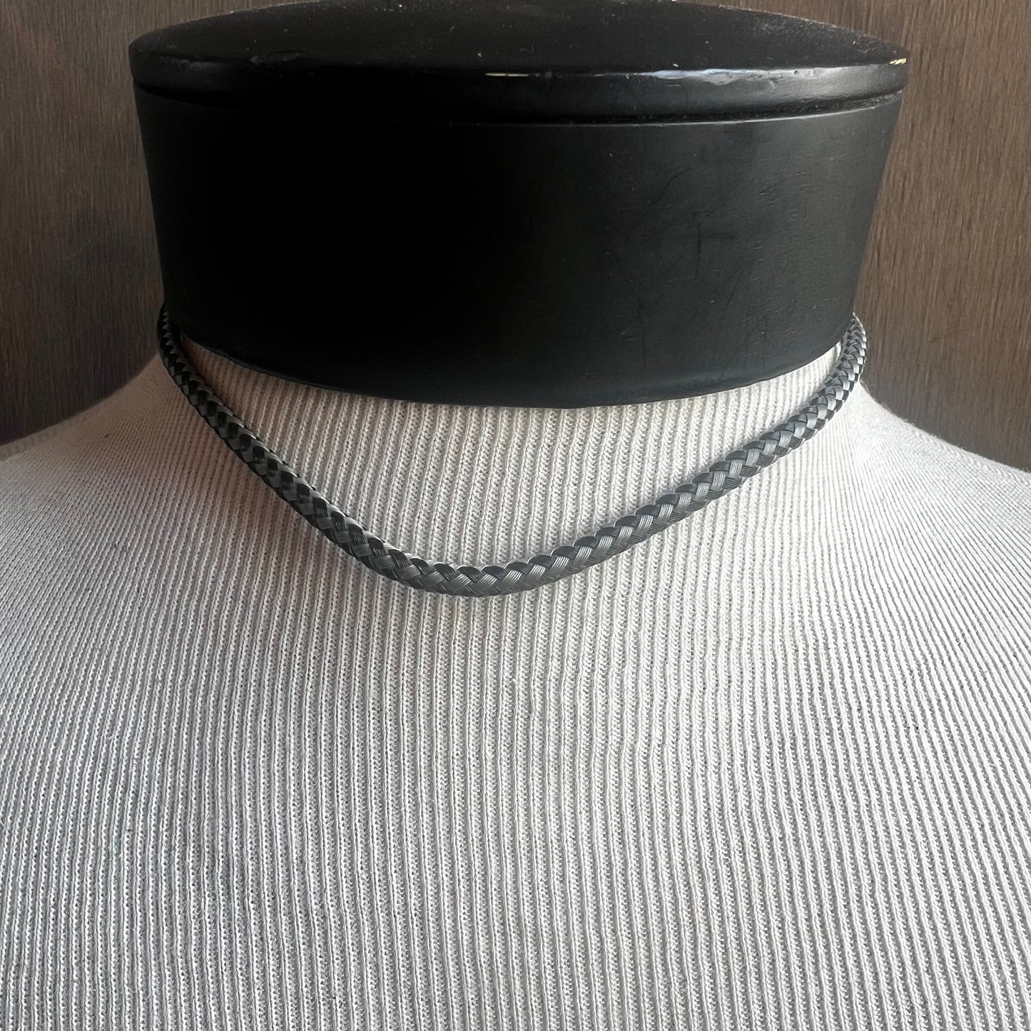 Faux Turquoise Bolo Tie on Black and White Cord