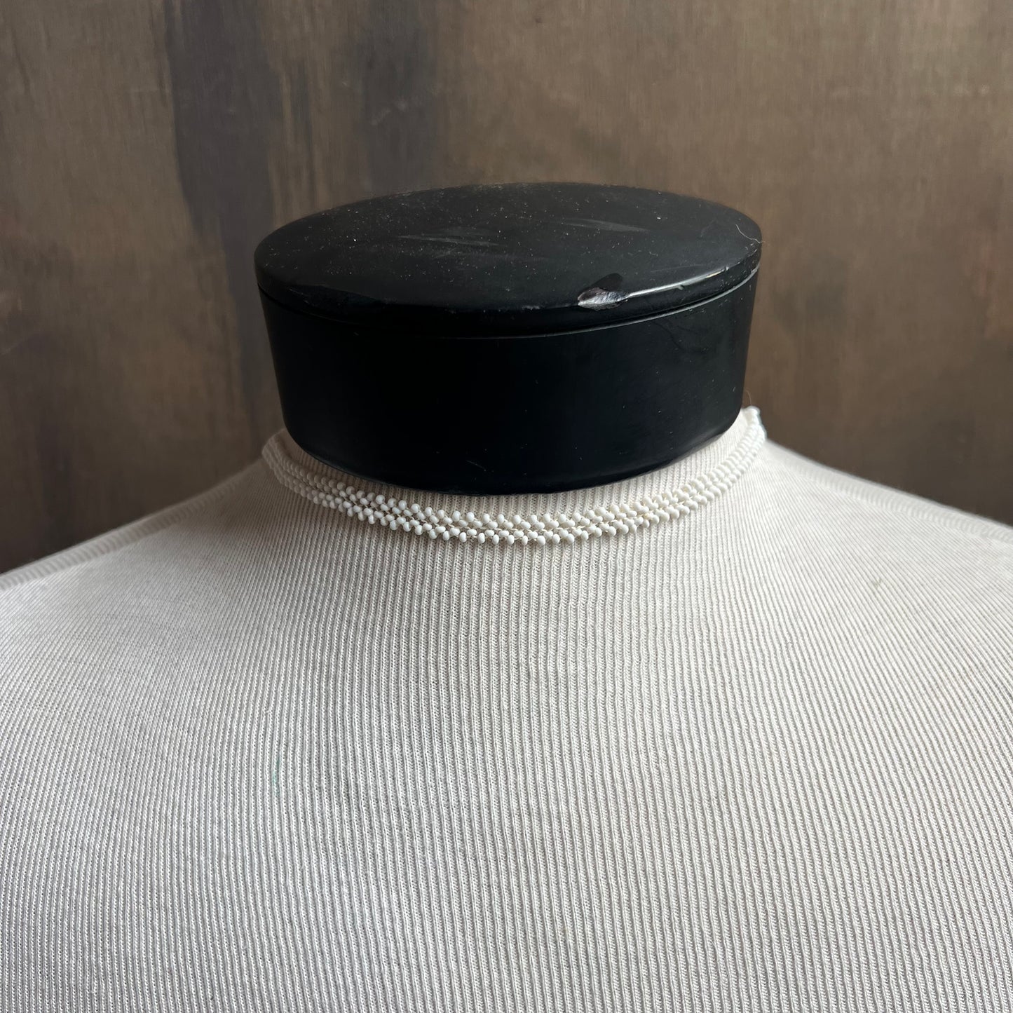 Vintage Seed Bead Pink Flower Necklace