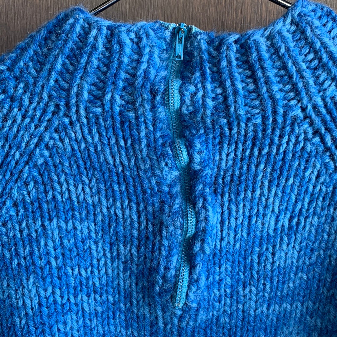 Kids blue & white knit poncho