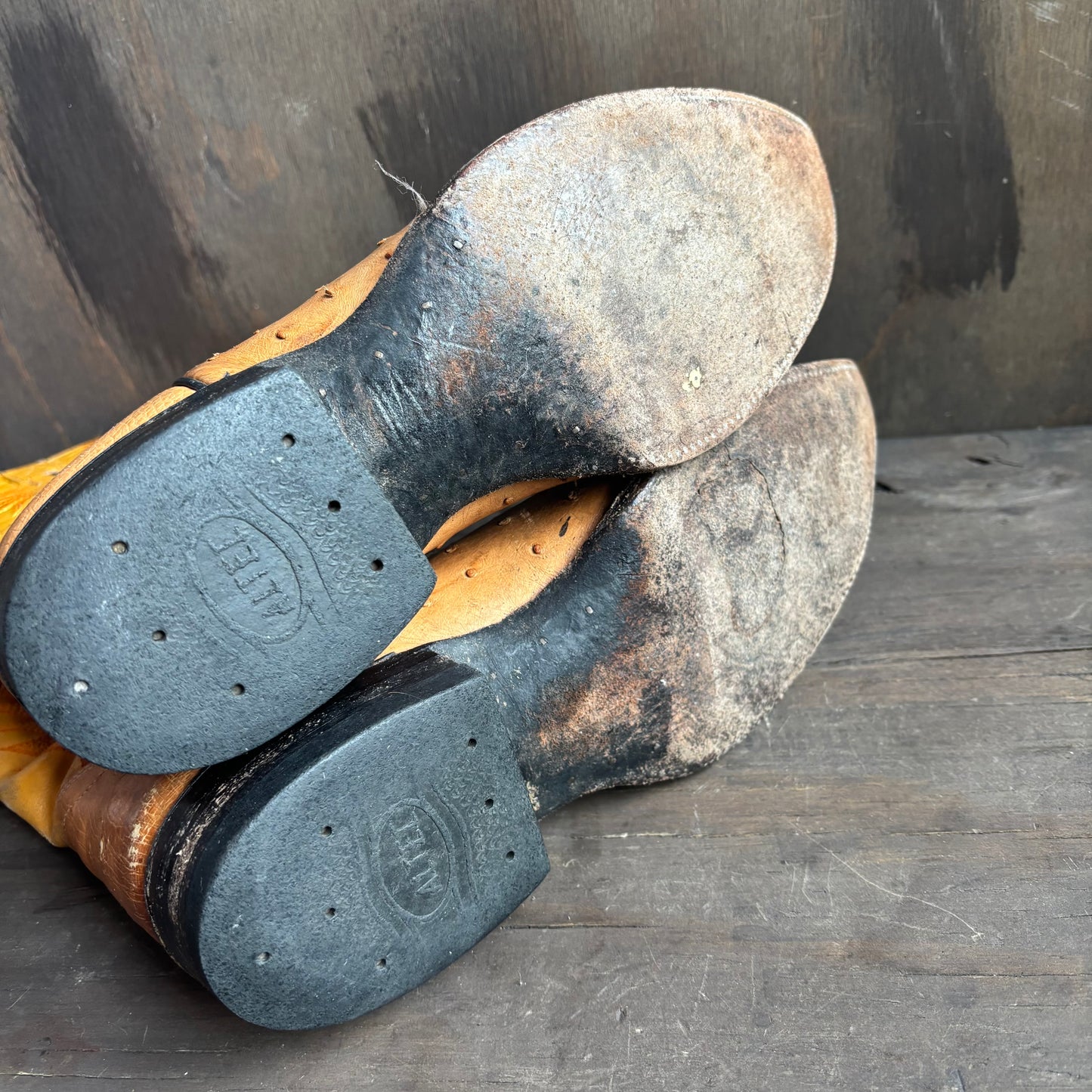 Custom Orange Ostrich Boots