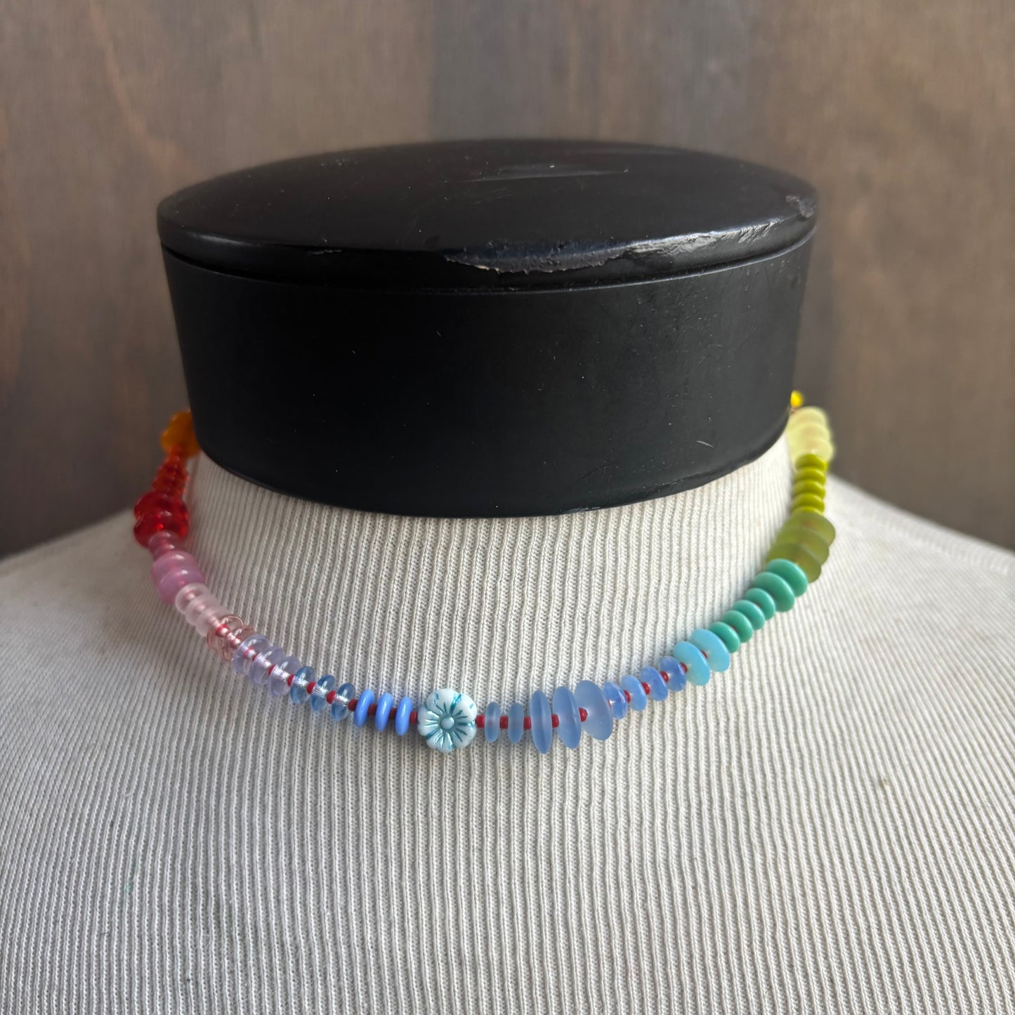 Ostrich Moon Rainbow Bead Necklace