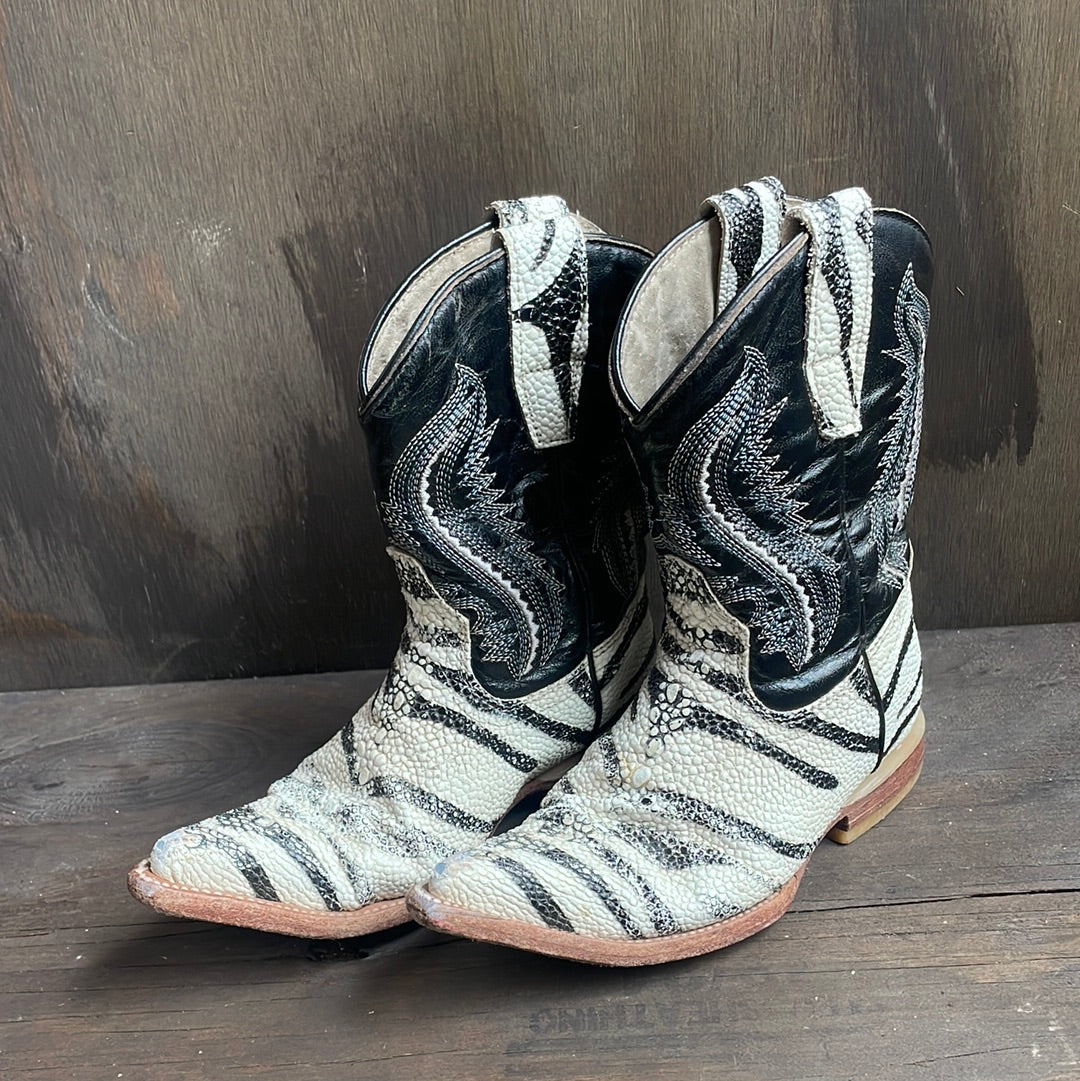 Kids Zebra Print on Crocodile Boots