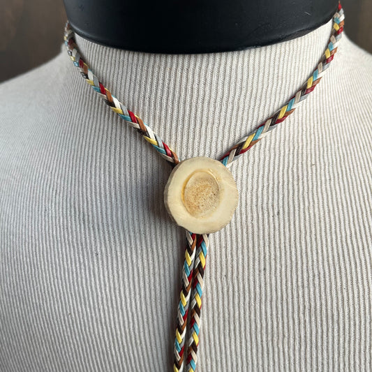 Multi color tie with wood bolo