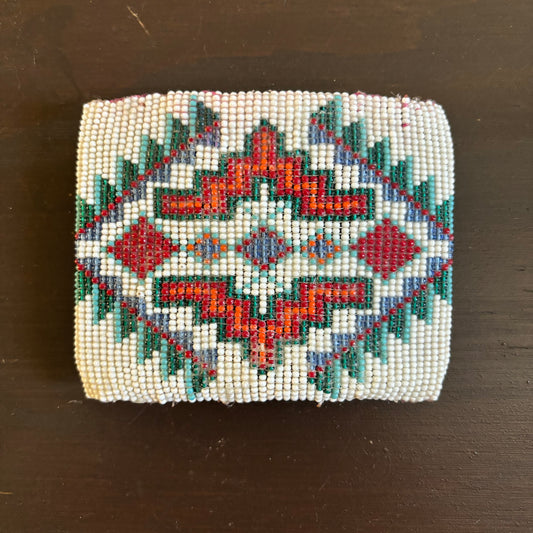 Vintage Handmade XL Seed Bead Belt Buckle