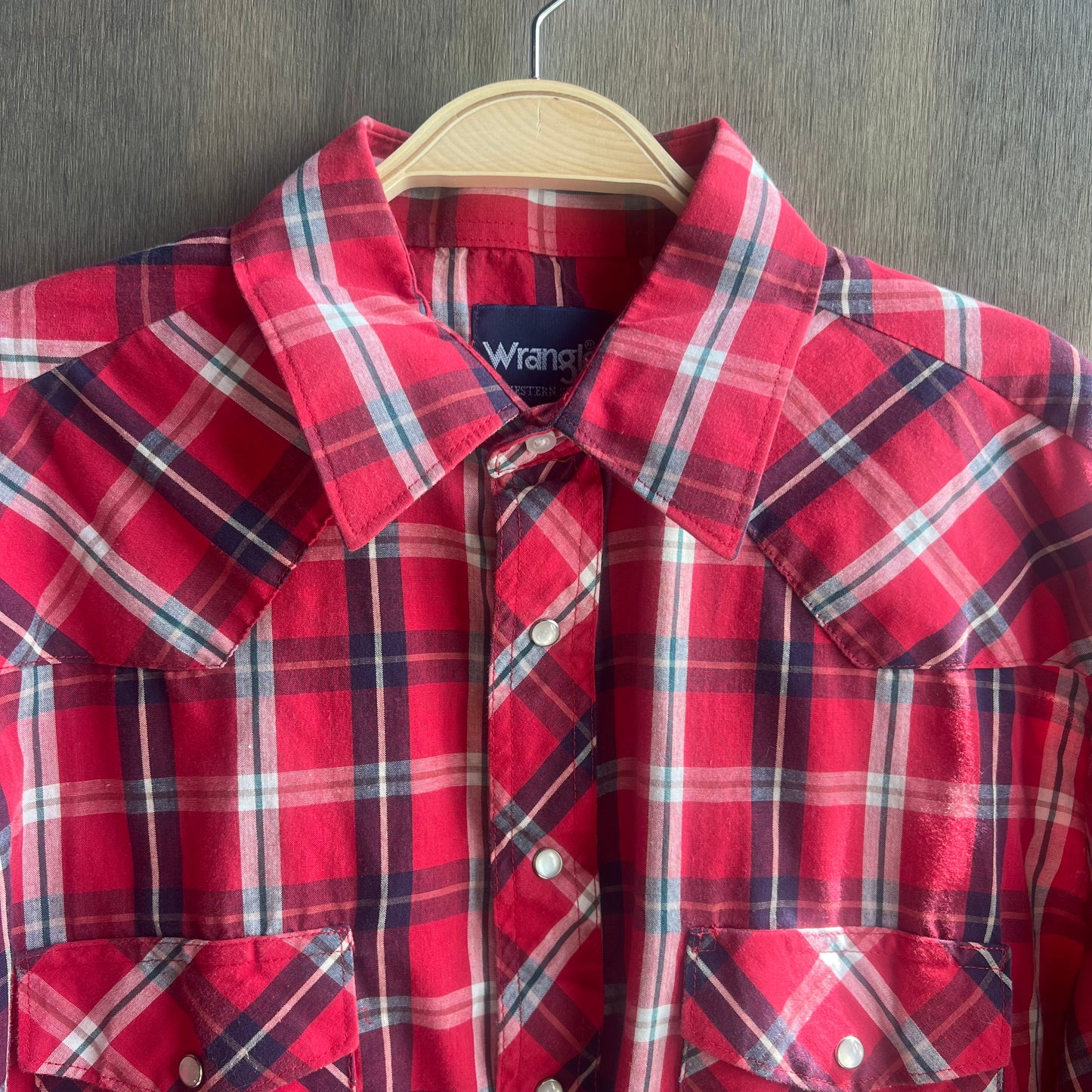 Wrangler Red Plaid Western Pearl Snap