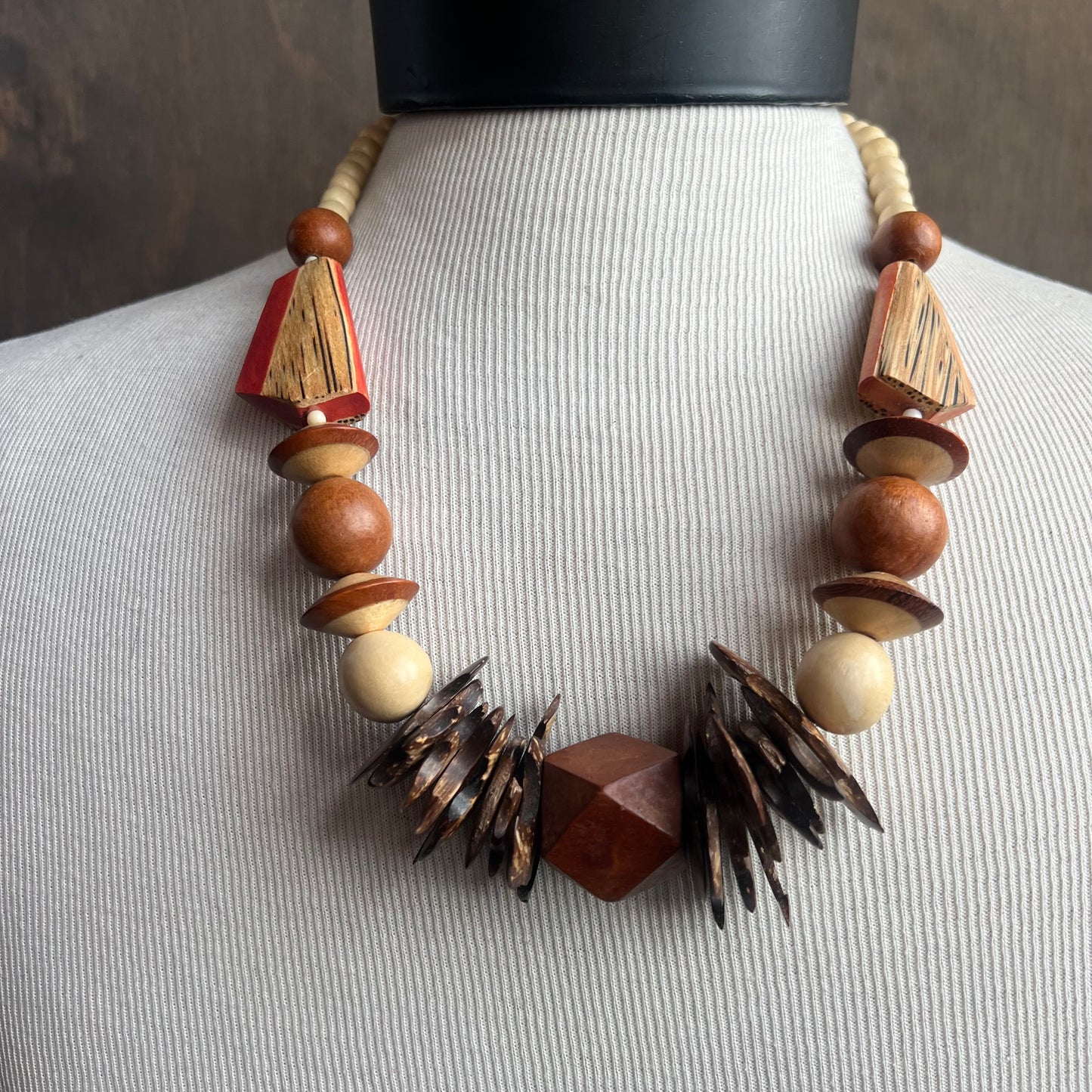 Wood Bead Statement Necklace