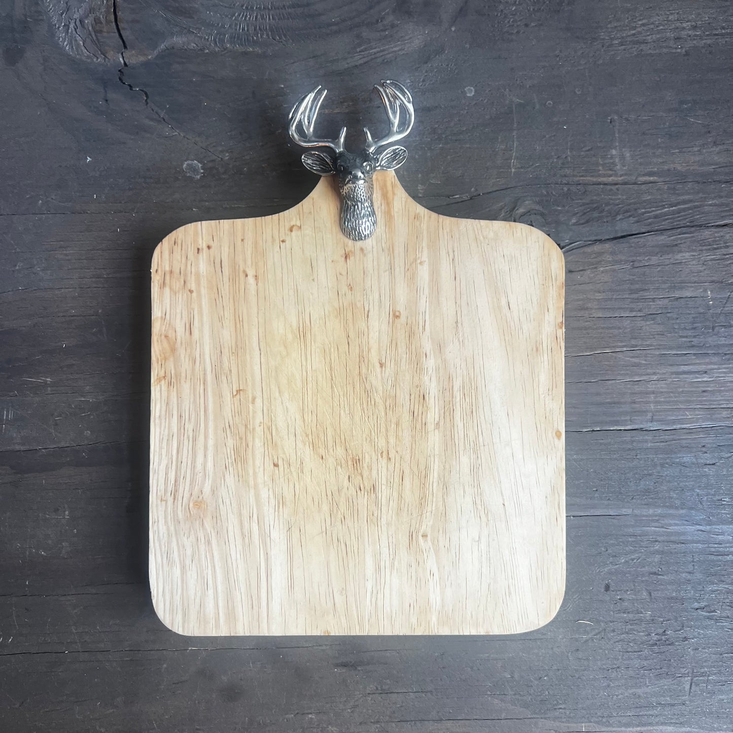 Wooden Cheese Board with Metal Deer Head