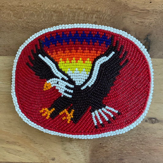 Seed Bead Bald Eagle belt buckle