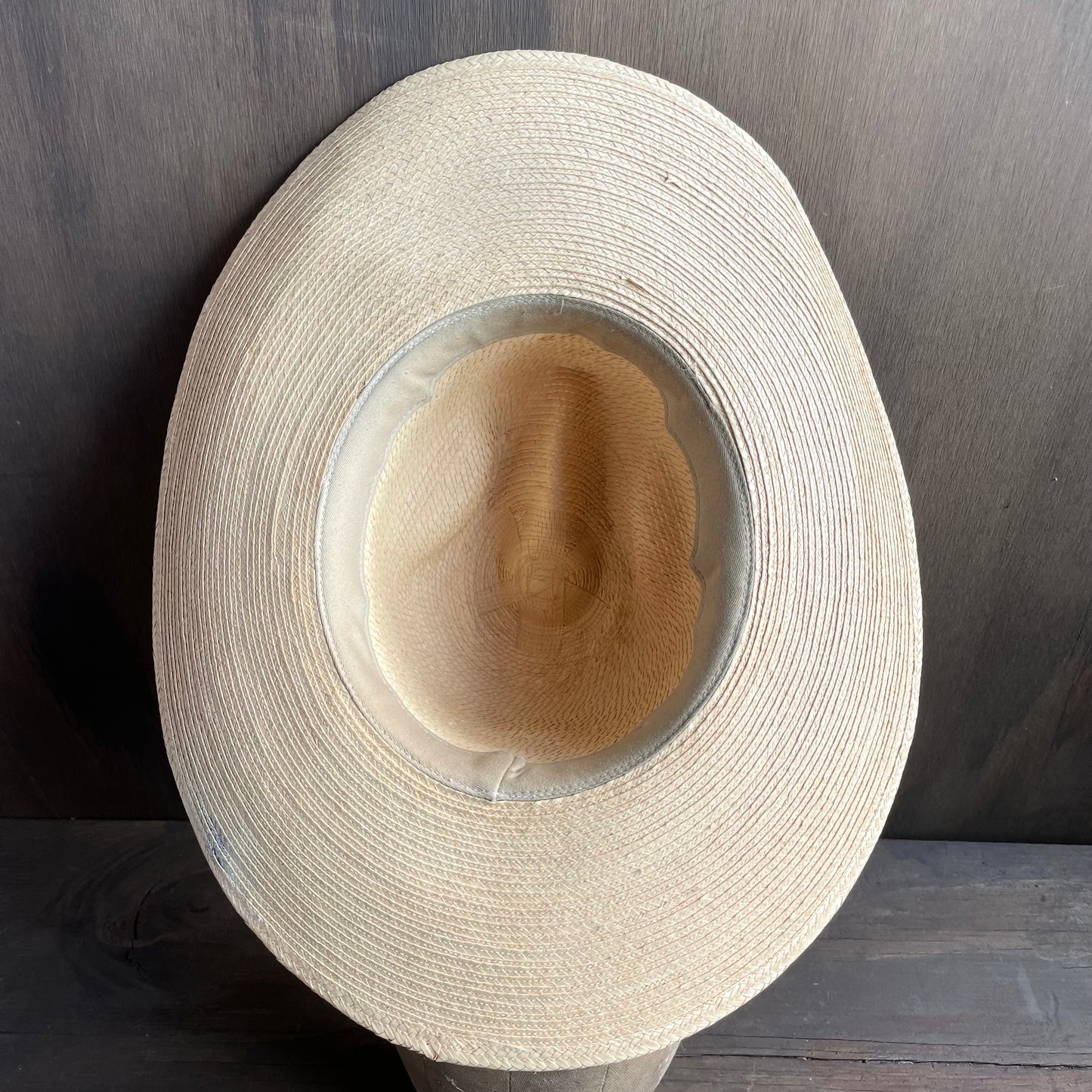 Vintage Straw Hat with Braided Leather Band