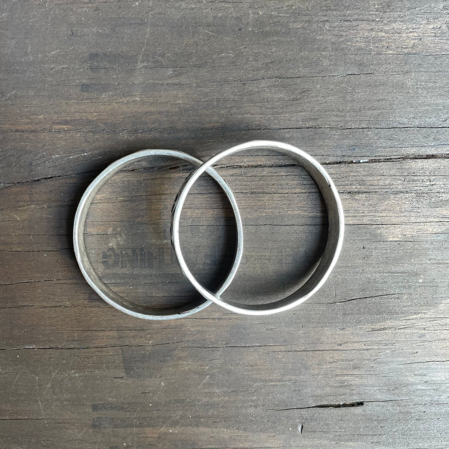 Peace Sign Wordy Silver Bangle