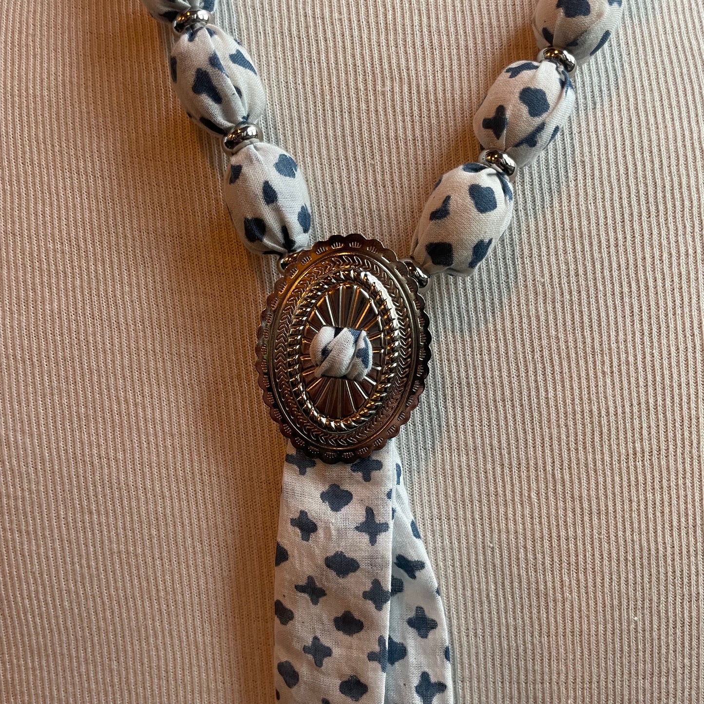 Ostrich Moon fabric and Beaded Bolo Tie