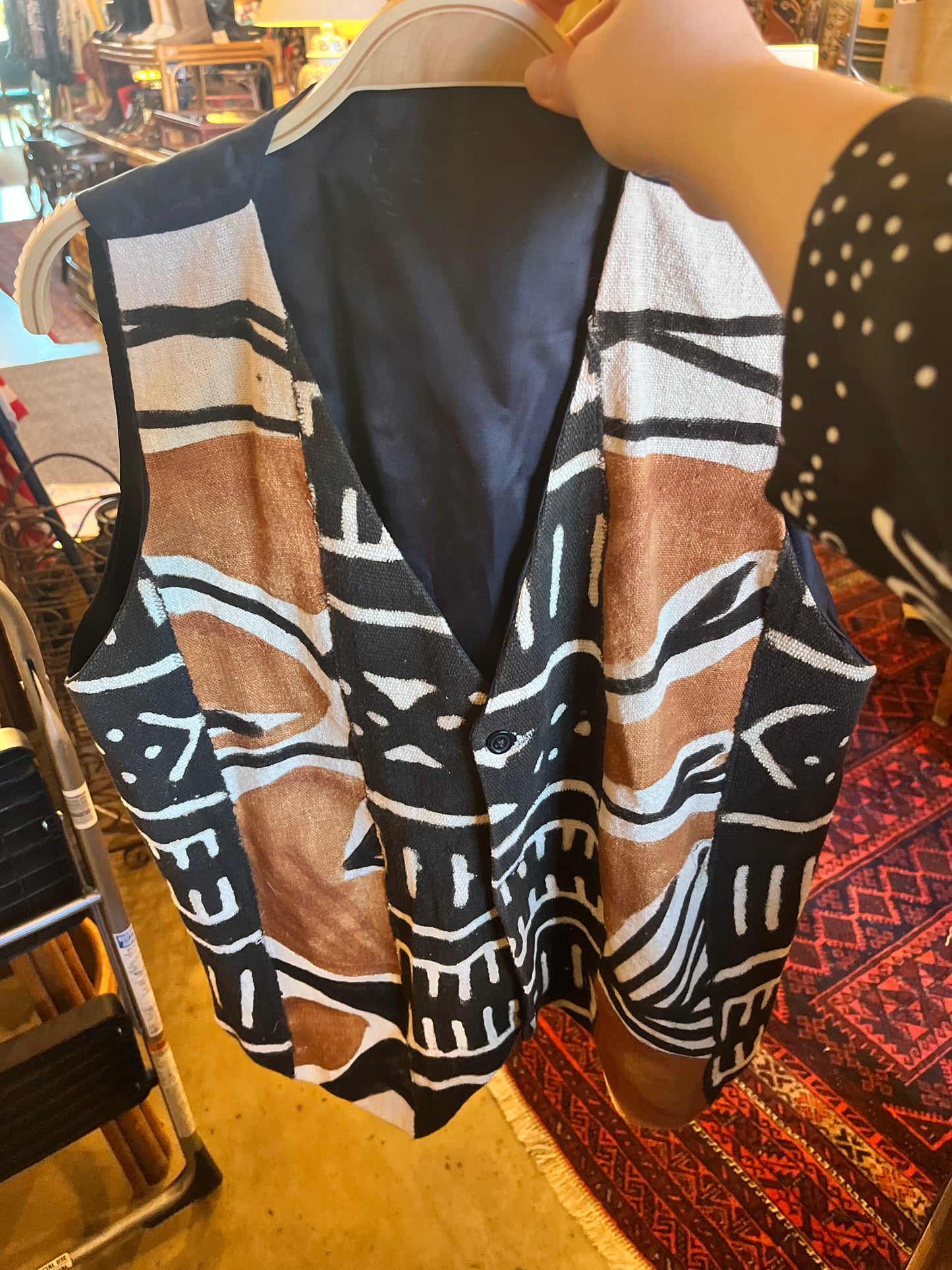 Vest with Abstract Print Fabric