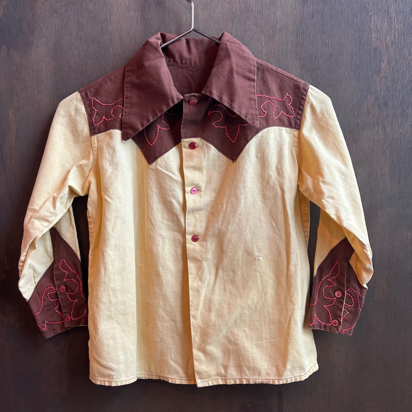 Vintage Light Yellow and Brown Kids Shirt