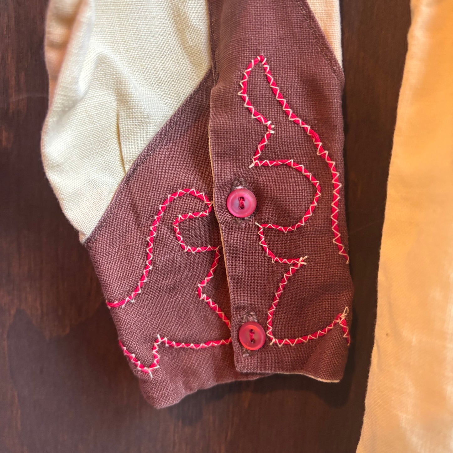 Vintage Light Yellow and Brown Kids Shirt