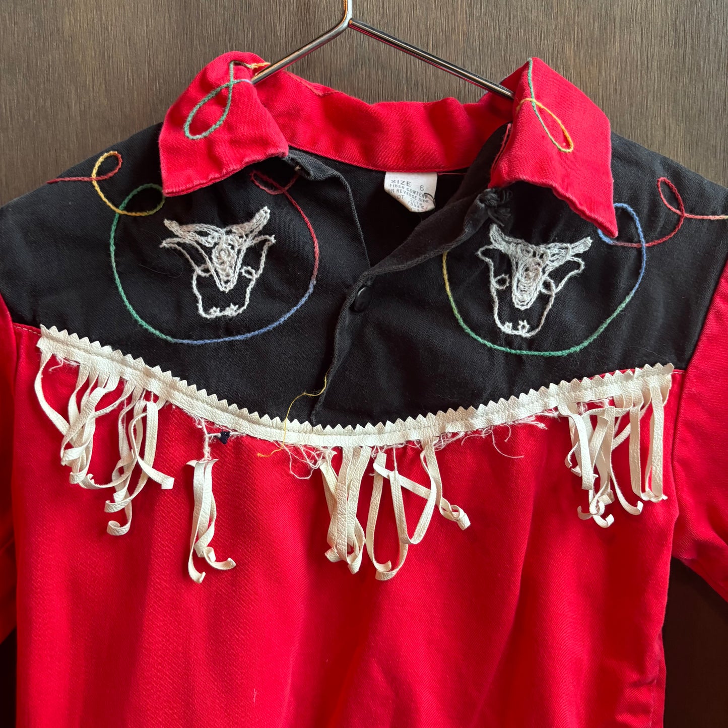 Vintage Red Fringe Kids Pearl Snap Shirt