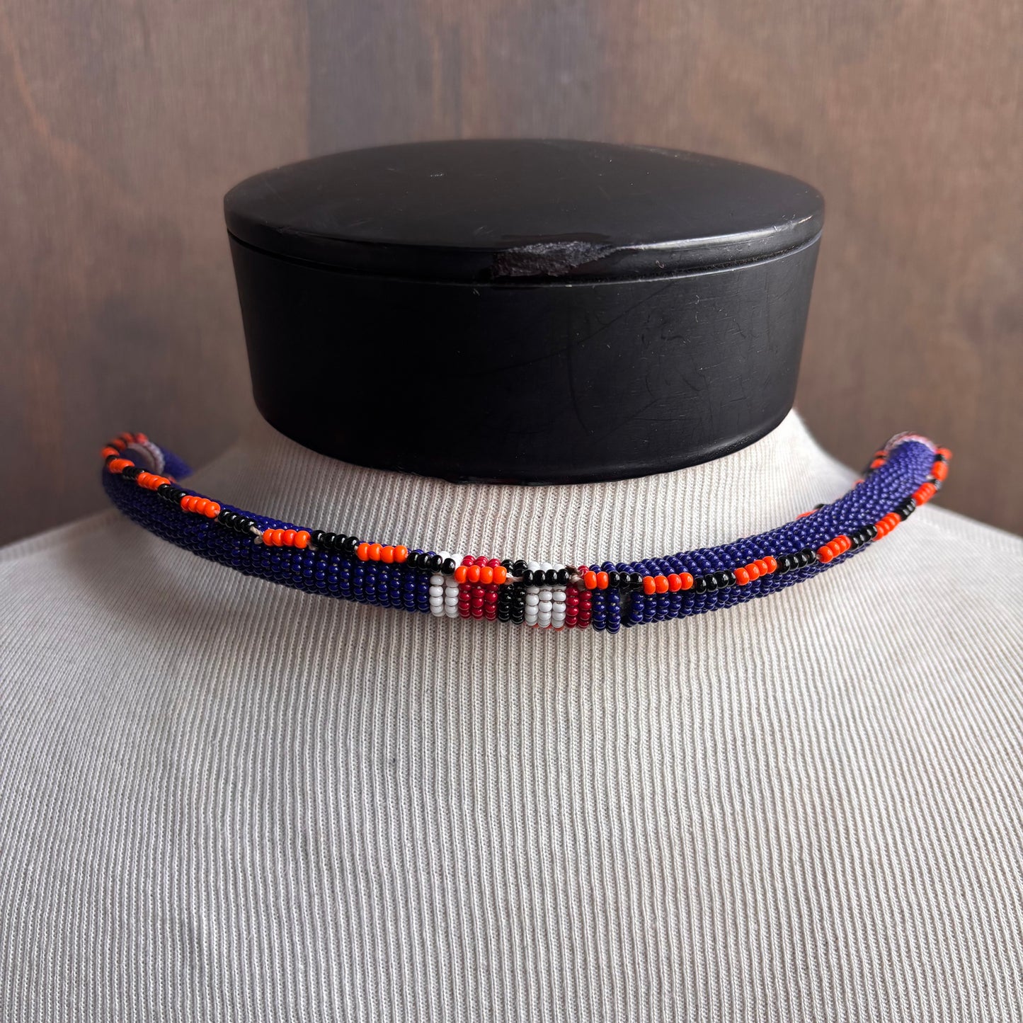 Beaded Necklace with Metal Medallions