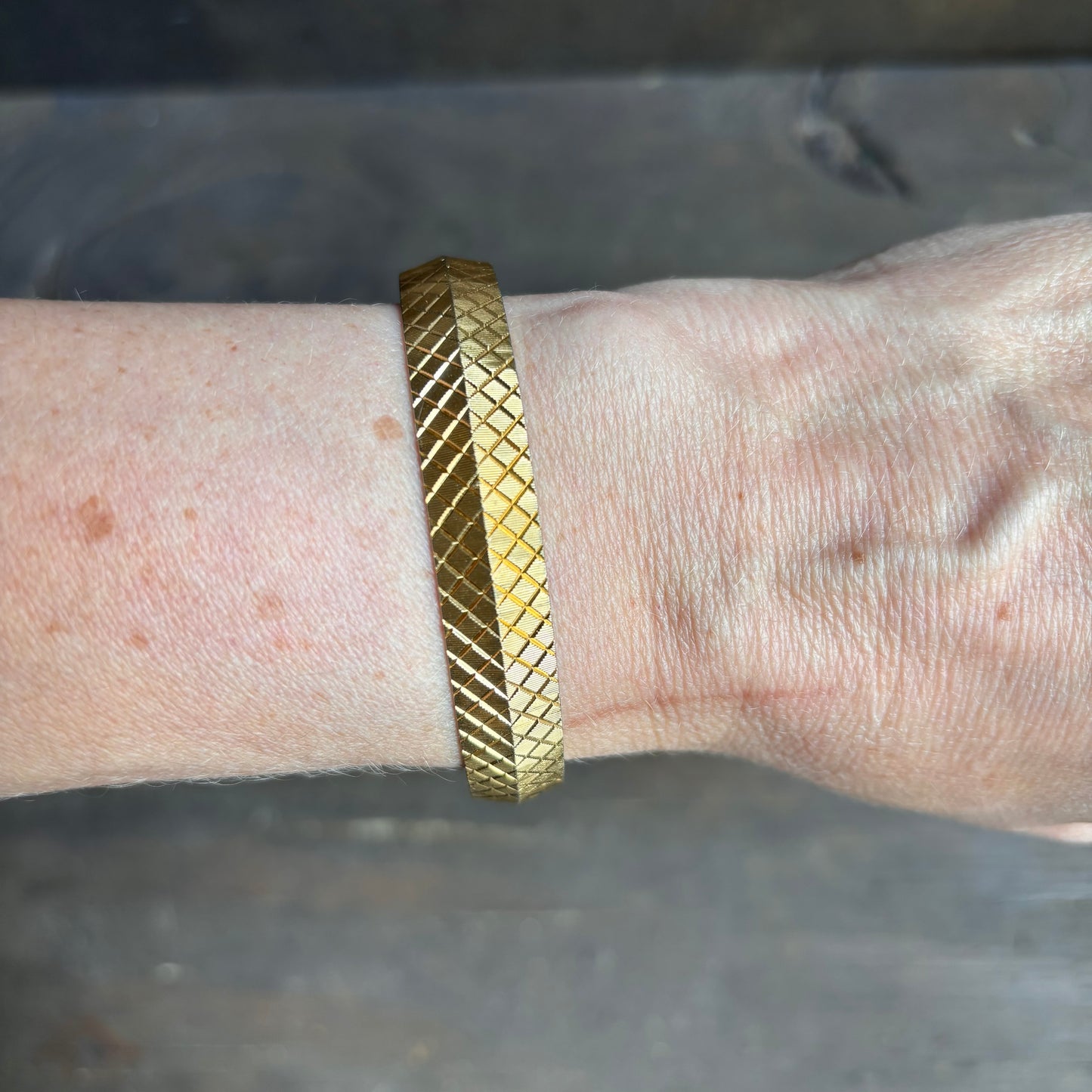 Etched Metal Bangle Bracelet
