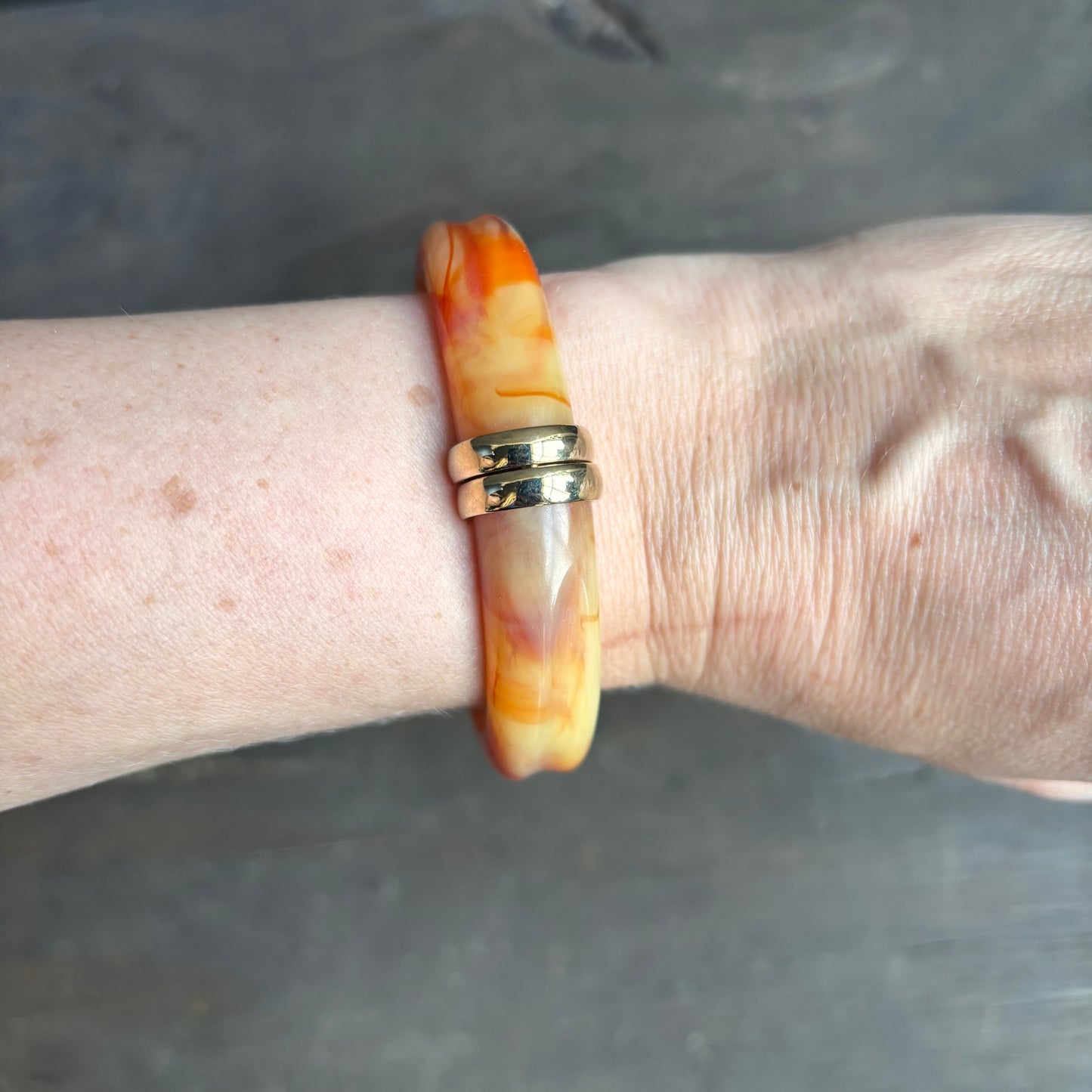 Faux Marble Hinged Cuff Bracelet
