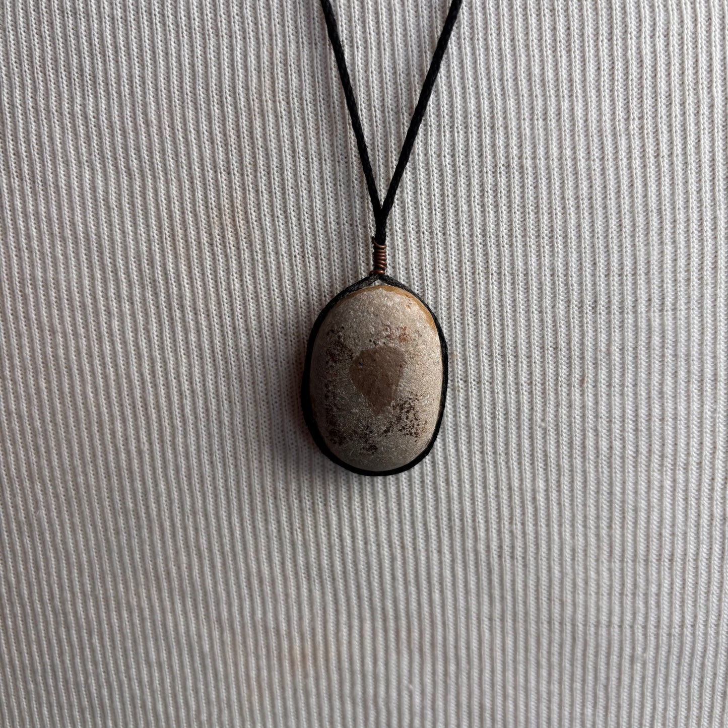 Vintage Painted Blue Flower Stone Necklace