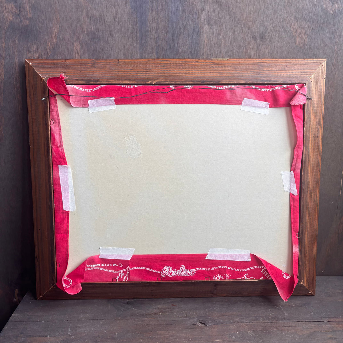 Vintage Lee Jeans Red Bandana in Wood Frame