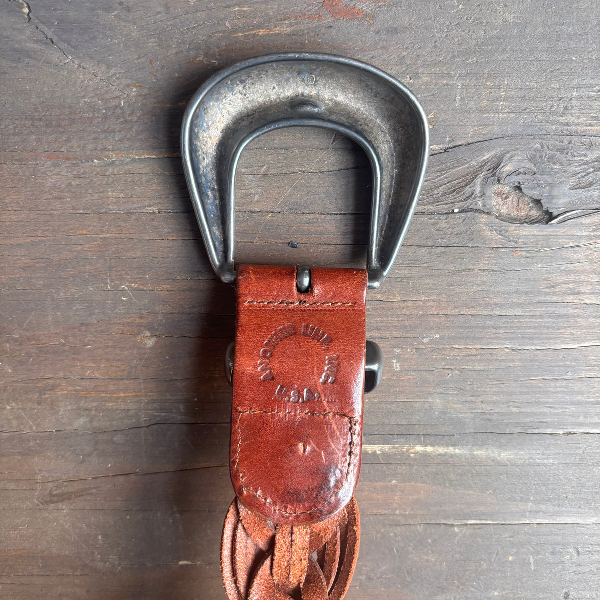 Vintage Tan Leather Braided Belt