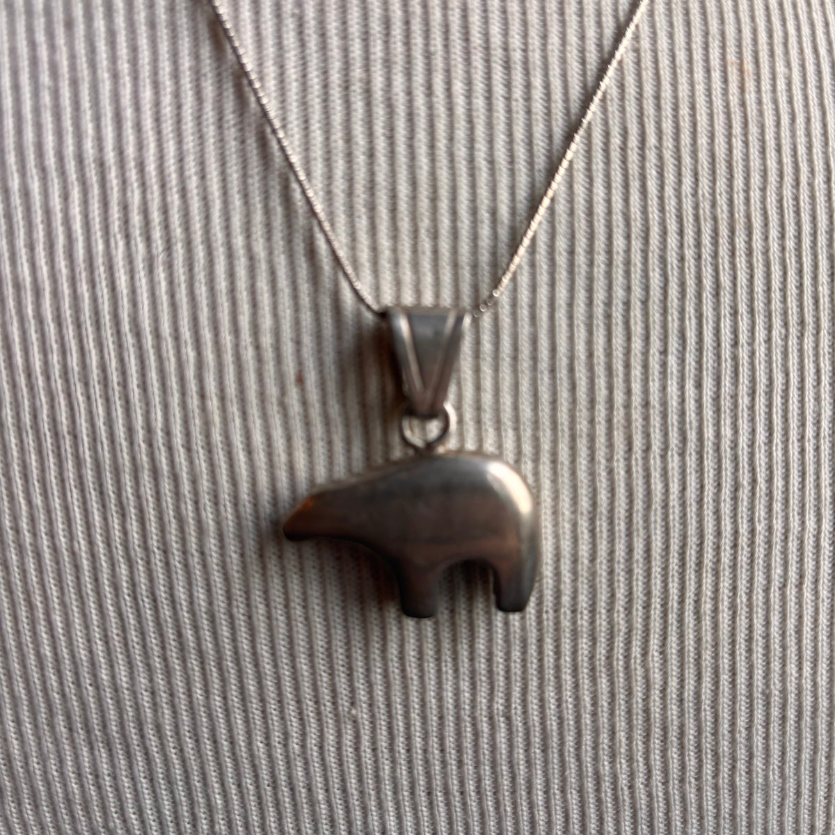 Sterling Silver Bear Pendant Necklace