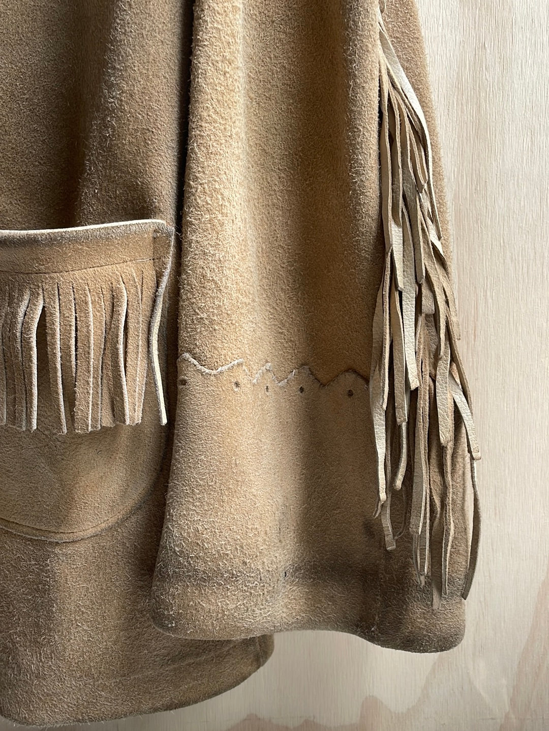 Tan Leather Fringe Pea Coat