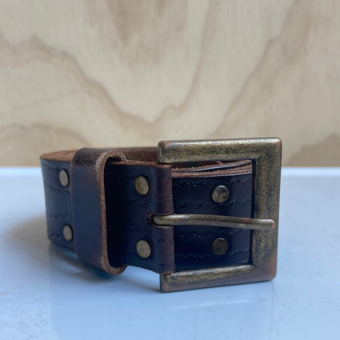 Brown studded leather belt