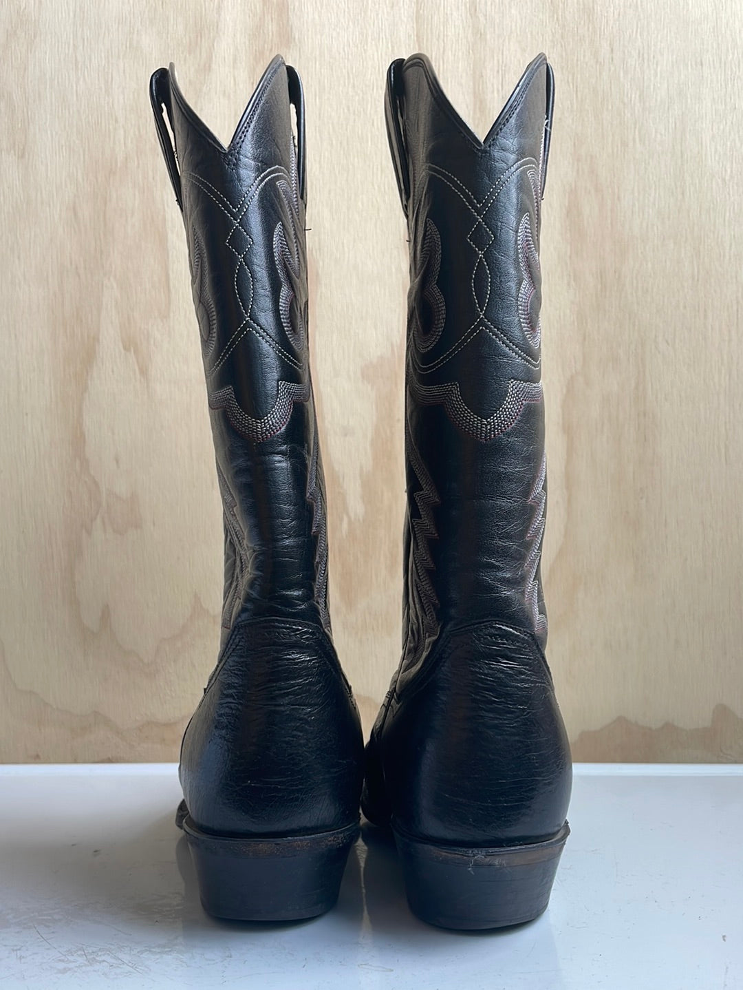 Black Leather Panhandle Slim Boots